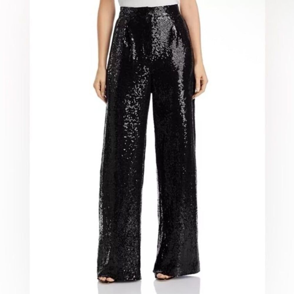 WAYF Encore Sequin Wide Leg Pants Black Evening Cocktail Party XL
